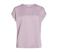 Vila Damen Satin Blusen T-Shirt Kurzarm Basic Rundhals Top Glänzend Tunika Blouse Oberteil VIELLETTE, Farben:Rosa, Größe:34