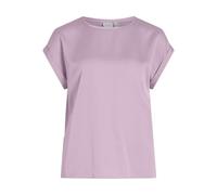 Vila Damen Satin Blusen T-Shirt Kurzarm Basic Rundhals Top Glänzend Tunika Blouse Oberteil VIELLETTE, Farben:Rosa, Größe:36