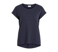 Rundhalsshirt VILA "VIDREAMERS NEW PURE T-SHIRT/SU-NOOS", Damen, Gr. S (36), blau (total eclipse), Jersey, Obermaterial: 50% Baumwolle, 50% Polyester, unifarben, casual, regular fit, Rundhals, Kurzarm