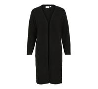 Vila Damen Strickjacke VIJAKIA L/S Long Open Cardigan/KA (DE/NL/SE/PL, Alphanumerisch, S, Regular, Regular, Black)