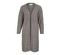Vila Damen Strickjacke VIJAKIA L/S LONG OPEN CARDIGAN/KA (DE/NL/SE/PL, Alphanumerisch, S, Regular, Regular, medium grey melange)