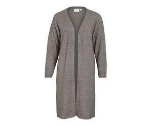 Vila Damen Strickjacke VIJAKIA L/S LONG OPEN CARDIGAN/KA (DE/NL/SE/PL, Alphanumerisch, S, Regular, Regular, medium grey melange)