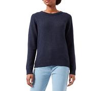Vila Damen Strickpullover Rundhalsausschnitt O-Neck L/S Knit Top,Total Eclipse, Detail:Melange,L