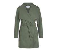 Kurzmantel VILA "VICOOLEY COLLAR BELT COAT - NOOS", Damen, Gr. 36, grün (laurel wreath), Web, Obermaterial: 100% Polyester, unifarben, regular fit kniefrei, V-Ausschnitt, Mäntel Kurzmantel (86874411-3
