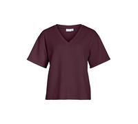 Vila Damen V-Ausschnitt Kurzarm T-Shirt mit Halben Ärmeln Dropped Shoulder, Farben:Bordeaux, Größe:XL