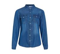 Vila Damen VIBISTA Denim Shirt/SU-NOOS 14033008, Dark Blue Denim/CLEAN, XXL
