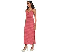 Vila Damen Vidarling S/L Dress - Noos Maxikleid, Flame Scarlet/Stripes:Optical Snow, XL EU