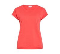 Rundhalsshirt VILA "VIDREAMERS NEW PURE T-SHIRT/SU-NOOS", Damen, Gr. XS, hibiscus, Jersey, Obermaterial: 50% Baumwolle, 50% Polyester, unifarben, regular fit normal, Rundhals, Shirts Rundhalsshirt, Ba