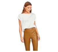 Vila Damen Viellette S/S Satin Top/Su Noos T-Shirt, Schneeweiß, Größe 36 EU