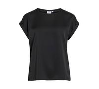 Vila Damen Viellette S/S Satin Top/Su Noos T-Shirt, Schwarz, 40 EU