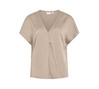 Vila Damen Viellette V-Neck S/S Satin Top-Noos Kurzarmbluse 14089239,Cement,40