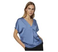 Vila Damen Viellette V-Neck S/S Satin Top-Noos Kurzarmbluse 14089239,Coronet Blue,42