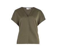 Vila Damen Viellette V-Neck S/S Satin Top-Noos Kurzarmbluse 14089239,Dusty Olive,40