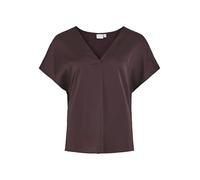 Vila Damen Viellette V-Neck S/S Satin Top-Noos Kurzarmbluse 14089239,Plum Perfect,40