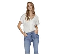 Vila Damen Viellette V-Neck S/S Satin Top-Noos Kurzarmbluse 14089239,Snow White,38