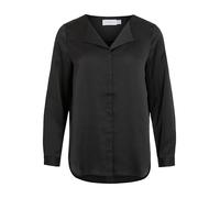 Hemdbluse VILA "VIELLETTE V-NECK L/S SATIN SHIRT - NOOS", Damen, Gr. 40, schwarz, Obermaterial: 100% Polyester, unifarben, regular fit normal, Blusen Hemdbluse (16925714-40)