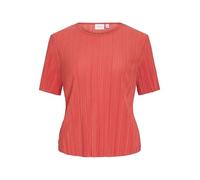 Vila Damen Vila Female Oberteil mit Kurzen Ärmeln Viplisa Plissierter Viplisa O-Neck S/S Top - Noos (1er Pack)