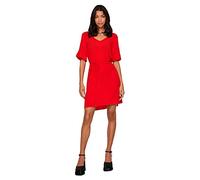 Vila Damen Vimesa Detail V-Neck S/S Dress/Su - Noos Kleid, Flame Scarlet, 44 EU