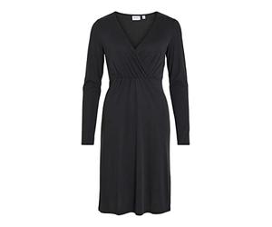 Vila Damen Vimodala L/S Wrap Midi Dress/Su - Noos Dress, Schwarz, S EU