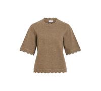Kurzarmpullover VILA "VINIKOLINA O-NECK 2/4 KNIT TOP - NOOS", Damen, Gr. M, falcon detail:melange, Strick, Obermaterial: 97% Polyester, 3% Elasthan, meliert, normal normal, Rundhals, Pullover, Materia