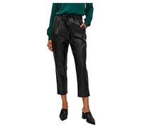 Vila Damen Vinille Rw Coated 7/8 Pants - Noos Kunstlederhose, Schwarz, 34 EU