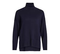 Rollkragenpullover VILA "VIOSTRIA ROLLNECK L/S KNIT TOP-NOOS", Damen, Gr. M, blau (navy blazer), Strick, Obermaterial: 70% Viskose, 30% Polyester, unifarben, regular fit hüftlang, Rundhals, Rippstrick