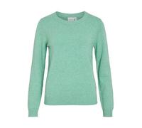 Rundhalspullover VILA "VIRIL O-NECK L/S KNIT TOP - NOOS", Damen, Gr. M (38), winter grün detail:melange, Feinstrick, Obermaterial: 50% Viskose, 27% Nylon, 23% Polyester, meliert, modisch, regular fit 