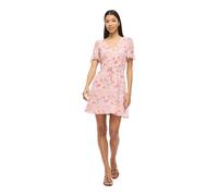 Minikleid VILA "VIFALIA V-NECK S/S SHORT DRESS- NOOS", Damen, Gr. 38, N-Gr, misty rose aop:flower, Web, Obermaterial: 100% Polyester, bedruckt, regular fit kurz, V-Ausschnitt, Kleider Minikleid, Somme
