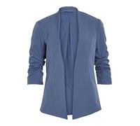 Kurzblazer VILA "VIHER NEW 3/4 BLAZER -NOOS", Damen, Gr. M (38), blau (vintage indigo), Web, Obermaterial: 63% Polyester, 33% Viskose, 4% Elasthan, unifarben, modisch, regular fit, 3/4-Ärmel, Blazer (