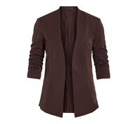 Kurzblazer VILA "VIHER NEW 3/4 BLAZER -NOOS", Damen, Gr. S, braun (coffee bean), Web, Obermaterial: 63% Polyester, 33% Viskose, 4% Elasthan, unifarben, regular fit hüftlang, Blazer Kurzblazer, Materia