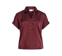 Kurzarmbluse VILA "VIENNA RAVENNA S/S TOP - NOOS", Damen, Gr. 42, rot (port royale), Web, Obermaterial: 100% Polyester, unifarben, regular fit normal, V-Ausschnitt, Umschlagbund, Blusen, Kunstfaser, r