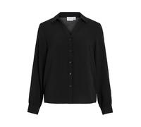 Langarmbluse VILA "VIJOSA L/S V-NECK SHIRT - NOOS", Damen, Gr. 36, schwarz beauty, Web, Obermaterial: 100% Polyester, unifarben, regular fit hüftlang, V-Ausschnitt, Blusen (94223165-36) schwarz beauty