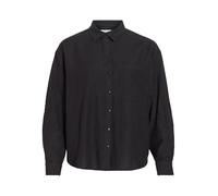 Langarmbluse VILA "VIPRISILLA L/S LOOSE SHIRT - NOOS", Damen, Gr. 38, schwarz beauty, Web, Obermaterial: 50% Viskose, 40% Baumwolle, 10% Leinen, unifarben, lässig geschnitten normal, Blusen (69300534-