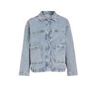 Jeansblazer VILA "VIJAF L/S DENIM JACKET - NOOS", Damen, Gr. 42, light blau denim detail:065, Denim/Jeans, Obermaterial: 99% Baumwolle, 1% Elasthan, unifarben, modisch, regular fit hüftlang, Langarm, 