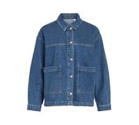 Jeansblazer VILA "VIJAF L/S DENIM JACKET - NOOS", Damen, Gr. 38, blau (medium blau denim detail:244), Denim/Jeans, Obermaterial: 99% Baumwolle, 1% Elasthan, unifarben, regular fit hüftlang, Blazer (62