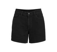 Jeansshorts VILA "VIJAF RW DENIM SHORTS-NOOS", Damen, Gr. 34, N-Gr, schwarz denim detail:wash 00, Denim/Jeans, Obermaterial: 99% Baumwolle, 1% Elasthan, Abriebeffekte, regular fit kurz, Jeans Jeanssho