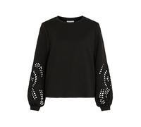 Sweatshirt VILA "VISANDY L/S DETAIL SWEAT TOP - NOOS", Damen, Gr. XL, schwarz, Sweatware, Obermaterial: 50% Viskose, 44% Polyester, 6% Elasthan, unifarben, regular fit normal, Rundhals, Sweatshirts Sw