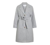 Langmantel VILA "VICLAUDIA L/S LONG COAT - NOOS", Damen, Gr. 40, grau (light grau melange), Web, Obermaterial: 100% Polyester, unifarben, regular fit ca. Mitte Wade, V-Ausschnitt, Mäntel Langmantel (1