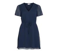 Minikleid VILA "VIFALIA V-NECK S/S SHORT DRESS- NOOS", Damen, Gr. 40, N-Gr, navy blazer, Web, Obermaterial: 100% Polyester, unifarben, regular fit kurz, V-Ausschnitt, Kleider Minikleid, Sommerkleid (5