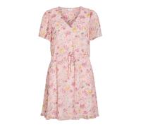 Minikleid VILA "VIFALIA V-NECK S/S SHORT DRESS- NOOS", Damen, Gr. 38, N-Gr, misty rose aop:flower, Web, Obermaterial: 100% Polyester, bedruckt, regular fit kurz, V-Ausschnitt, Kleider Minikleid, Somme