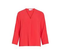 Blusenshirt VILA "VIJOSA 3/4 V-NECK TOP - NOOS", Damen, Gr. 40, hibiscus, Jersey, Obermaterial: 100% Polyester, unifarben, regular fit normal, V-Ausschnitt, Shirts Blusenshirt (79661858-40) hibiscus