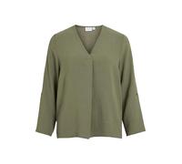 Blusenshirt VILA "VIJOSA 3/4 V-NECK TOP - NOOS", Damen, Gr. 40, olivine, Jersey, Obermaterial: 100% Polyester, unifarben, regular fit normal, V-Ausschnitt, Shirts Blusenshirt (55105615-40) olivine