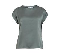 Kurzarmshirt VILA "VIELLETTE S/S SATIN TOP - NOOS", Damen, Gr. 44, grün (balsam grün), Satin, Obermaterial: 100% Polyester, unifarben, regular fit normal, Rundhals, mit Umschlag, Shirts, Kunstfaser, r