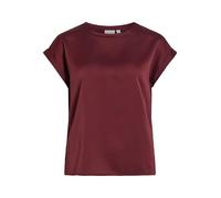 Kurzarmshirt VILA "VIELLETTE S/S SATIN TOP - NOOS", Damen, Gr. 38, rot (port royale), Satin, Obermaterial: 100% Polyester, unifarben, regular fit normal, Rundhals, mit Umschlag, Shirts, Kunstfaser, re