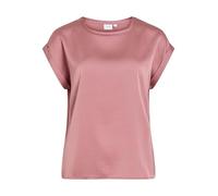 Kurzarmshirt VILA "VIELLETTE S/S SATIN TOP - NOOS", Damen, Gr. 42, rosa (nostalgia rose), Satin, Obermaterial: 100% Polyester, unifarben, regular fit normal, Rundhals, mit Umschlag, Shirts, Kunstfaser