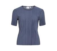 Kurzarmshirt VILA "VIPLISA O-NECK S/S TOP - NOOS", Damen, Gr. L (40), blau (vintage indigo), Jersey, Obermaterial: 65% Polyester, 35% Viskose, unifarben, modisch, regular fit normal, Rundhals, Kurzarm