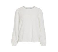 Langarmshirt VILA "VIASTA O-NECK L/S TOP - NOOS", Damen, Gr. L, snow weiß, Jersey, Obermaterial: 77% Polyester, 18% Viskose, 5% Elasthan, unifarben, regular fit normal, Rundhals, elastischer Bund, Shi