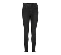 Skinny-fit-Jeans VILA "VISARAH RW SKINNY JEANS BLK BUB00-NOOS", Damen, Gr. M (38), Länge 30, schwarz (schwarz denim), Denim/Jeans, Obermaterial: 91% Baumwolle, 7% Polyester, 2% Elasthan, unifarben, mo