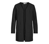 Longblazer VILA "VIGARDEN L/S LONG CARDIGAN - NOOS", Damen, Gr. L, schwarz beauty, Web, Obermaterial: 70% Baumwolle, 25% Polyester, 5% Elasthan, unifarben, regular fit normal, Blazer Longblazer (34782