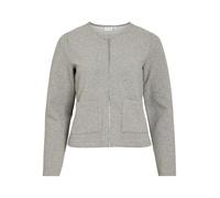 Kurzblazer VILA "VIGARDEN L/S SHORT CARDIGAN - NOOS", Damen, Gr. XS, light grau melange, Web, Obermaterial: 70% Baumwolle, 25% Polyester, 5% Elasthan, unifarben, regular fit kurz, Rundhals, Blazer Kur